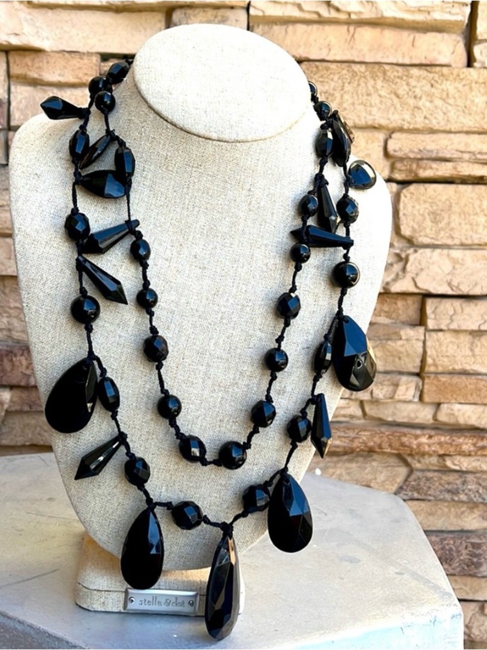 Joan Rivers Black Multi-Strand Teardrop Necklace